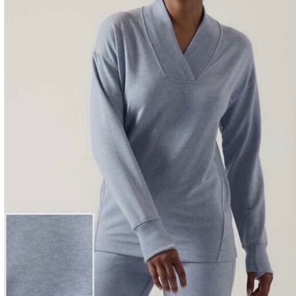 Athleta Tops - Athleta Coaster Luxe Shawl Collar Pullover Sweatshirt Blue Size S Petite EUC